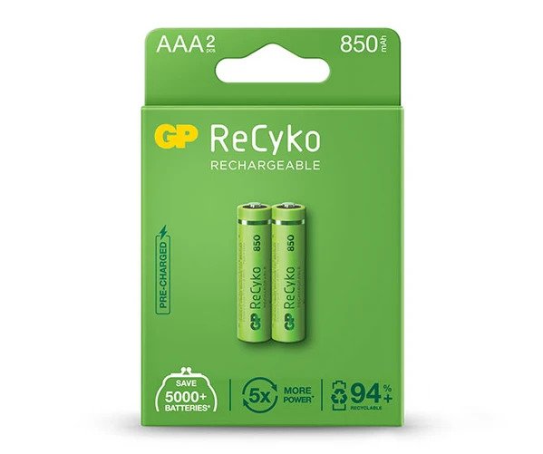 GP ReCyko battery 850mAh AAA (2 battery pack)