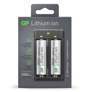 L211 Li-ion Rechargeable Battery 2-slot USB Charger (w/ 2's 18650 3350mAh Battery)